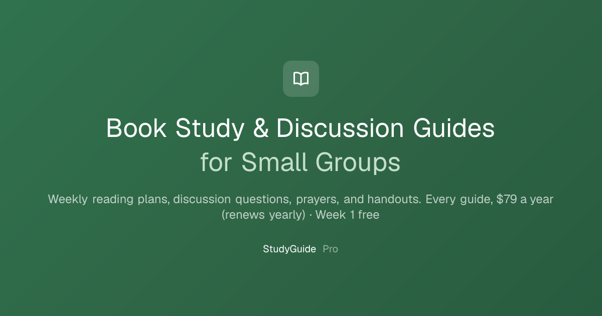 Book Study & Discussion Guides for Small Groups | StudyGuide Pro